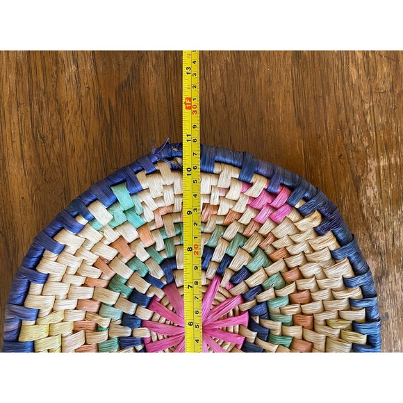 Set of Four Vintage Boho Wicker Wall Baskets / Vintage Wicker Plate Chargers - Picture 5 of 5